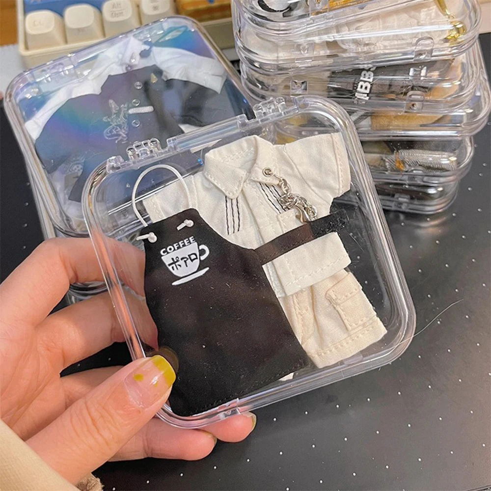 

17cm For Labubu Clothing Storage Box Doll Clothing Storage Bag 10cm Cotton Doll Clothing Storage Transparent Box Badge Storage