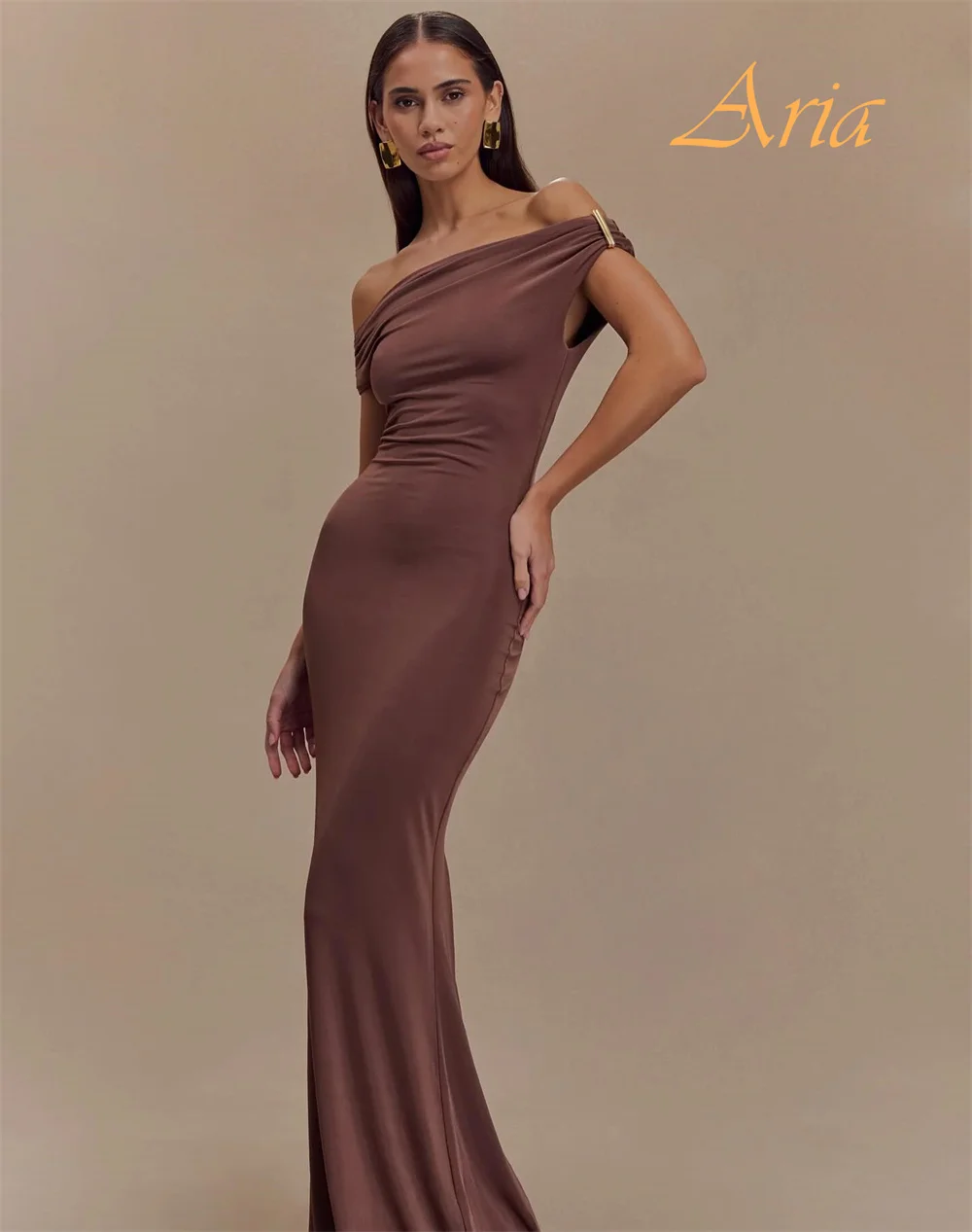 

Customized Exquisite Off the Shoulder Sleeveless Evening Dress High Quality Jersey Ruched Evening Dress Delicate Party Gowns