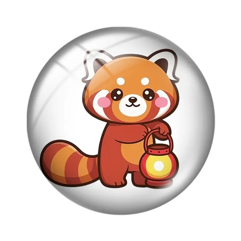 Kawaii Red Panda  12/18/20/25mm glass cabochon  bracelet pendant rings for jewelry demo earrings back Making findings