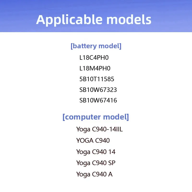 L18M4PH0 L18C4PH0 Lenovo notebook battery suitable for Lenovo YOGA C940-14IIL 81Q9 high-quality lithium-ion battery7.68V 7820mAh