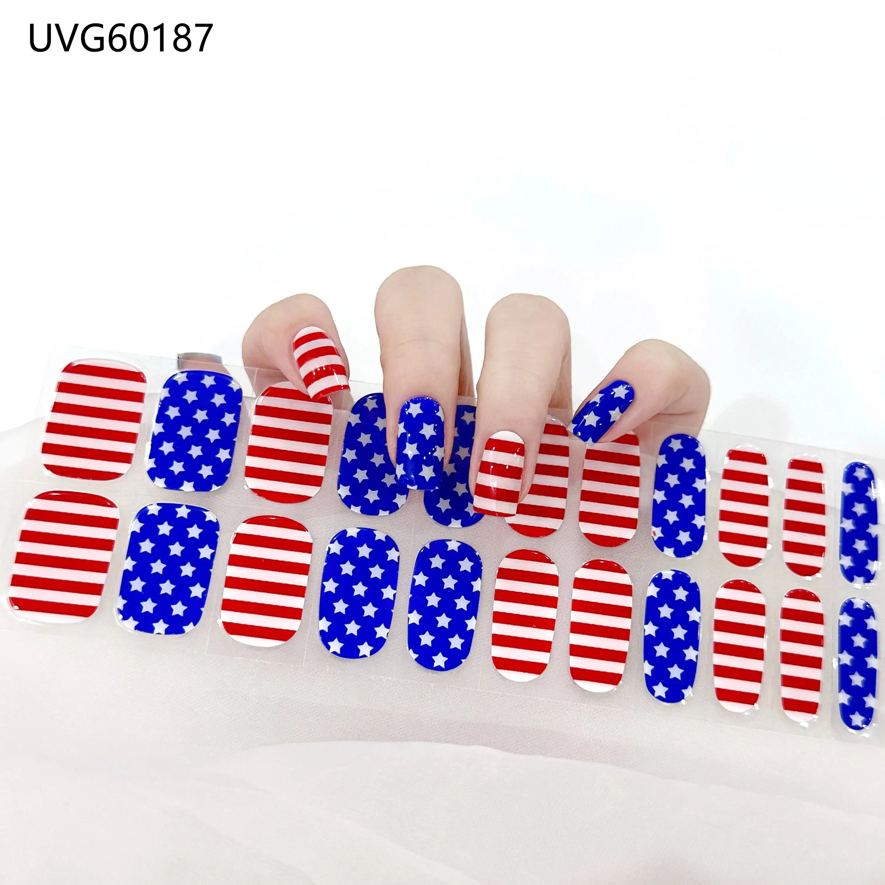 Autocollants pour ongles en gel semi-durcissant UV, longue durée, couverture complète, feuille scintillante, décorations pour nail art, Halloween, 22 bandes