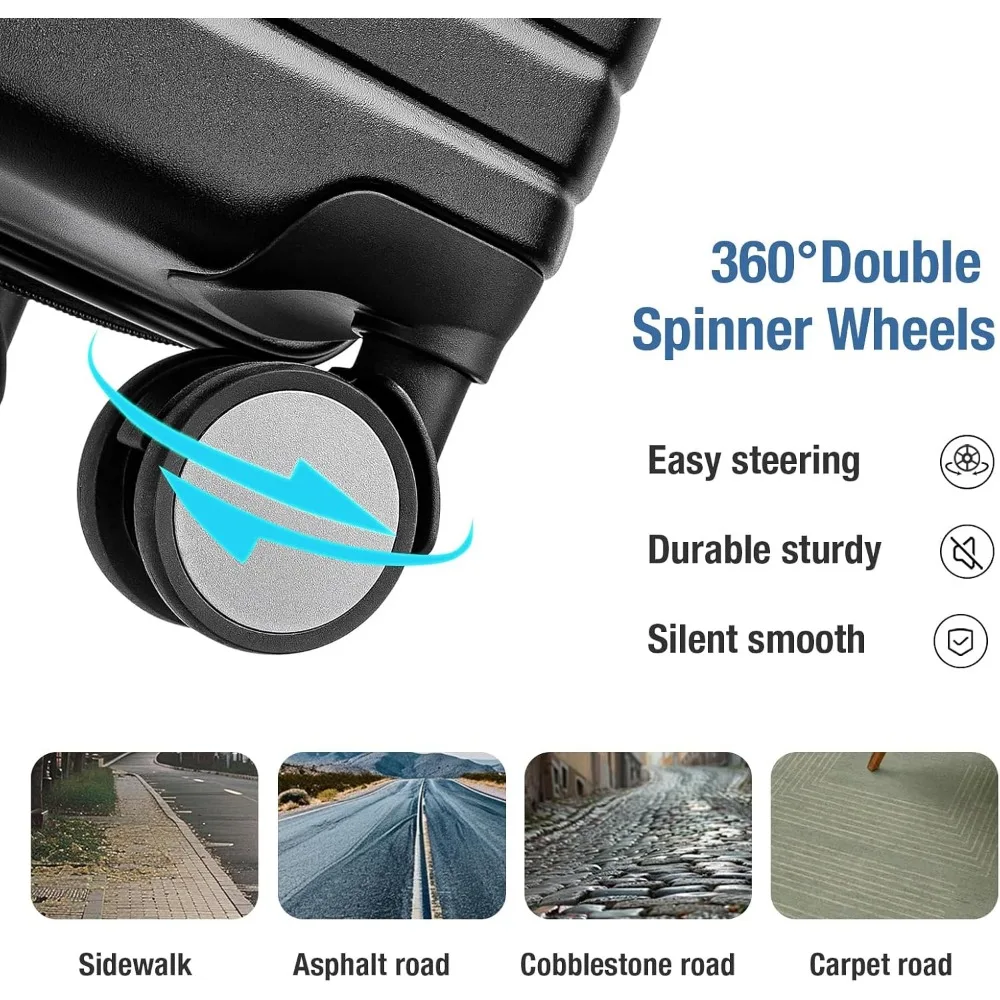 Bagaglio a mano leggero con guscio rigido approvato dalla compagnia aerea con lucchetto TSA, 22x14x9, valigia piccola con ruote da viaggio