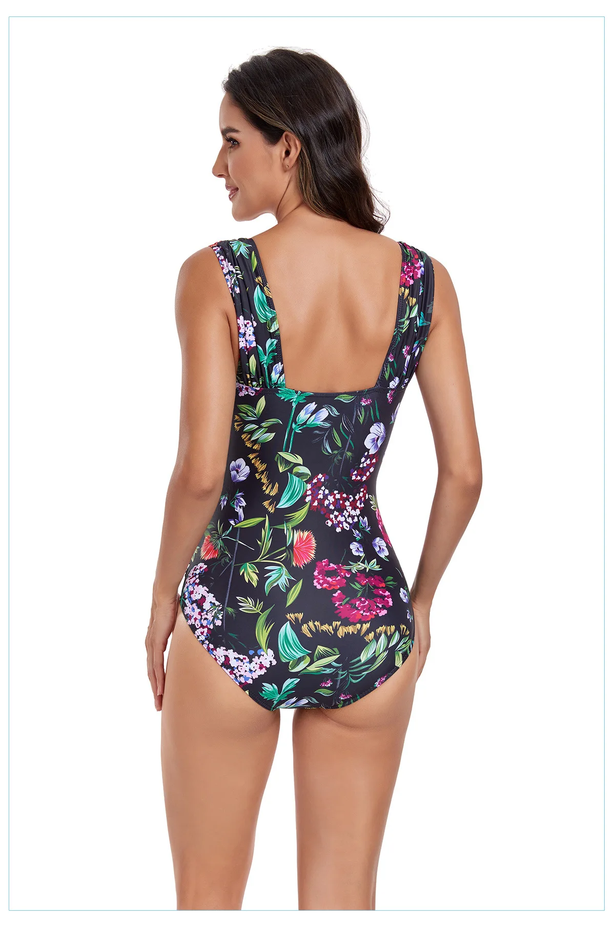 2024 new one-piece No steel ring with chest pad  printed swimsuit European and American skinny lady bikini swimsuit