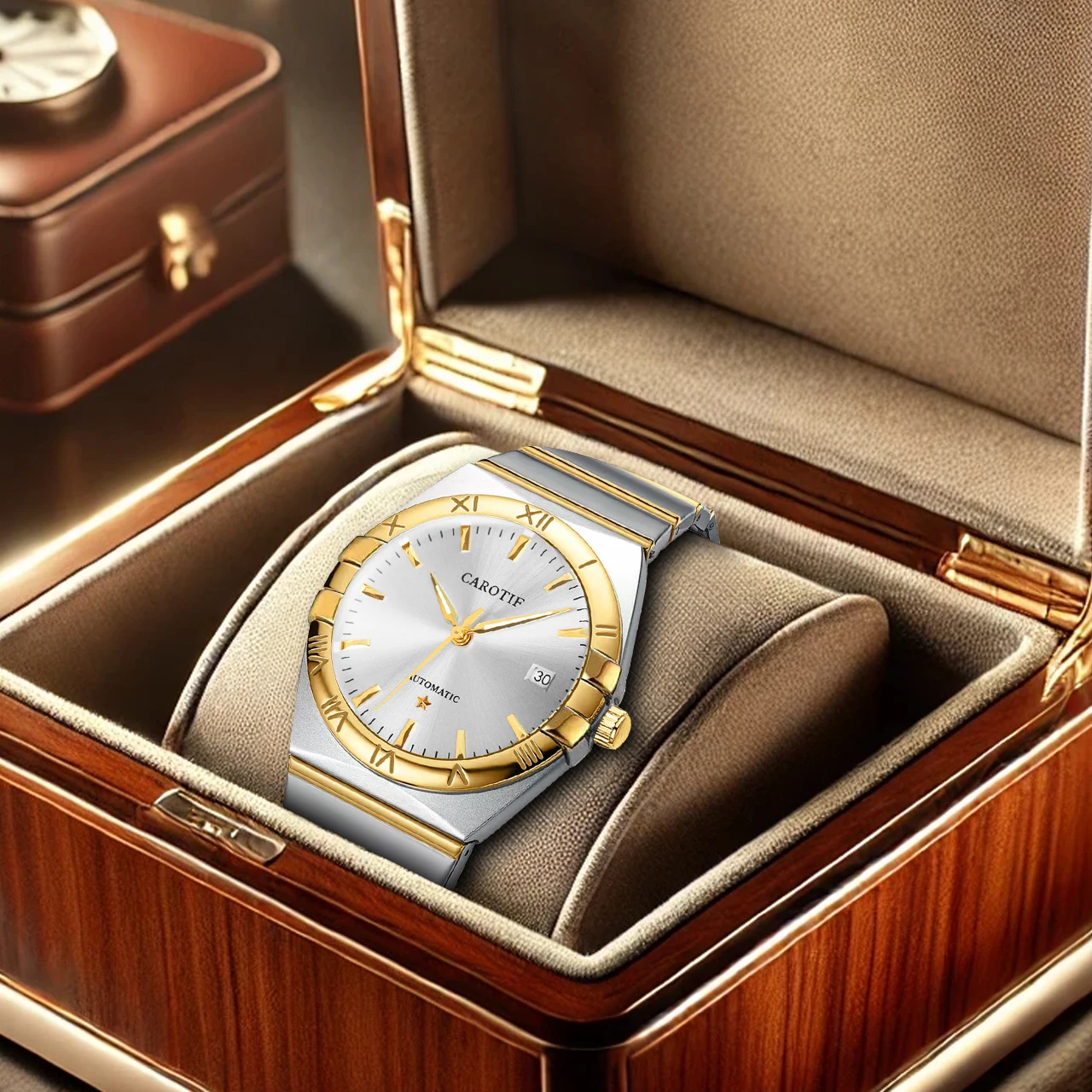 

Мужской дизайн календаря со светящимся бриллиантовым стержнем, персонализированные и крутые полностью автоматические механические часы в деловом стиле.