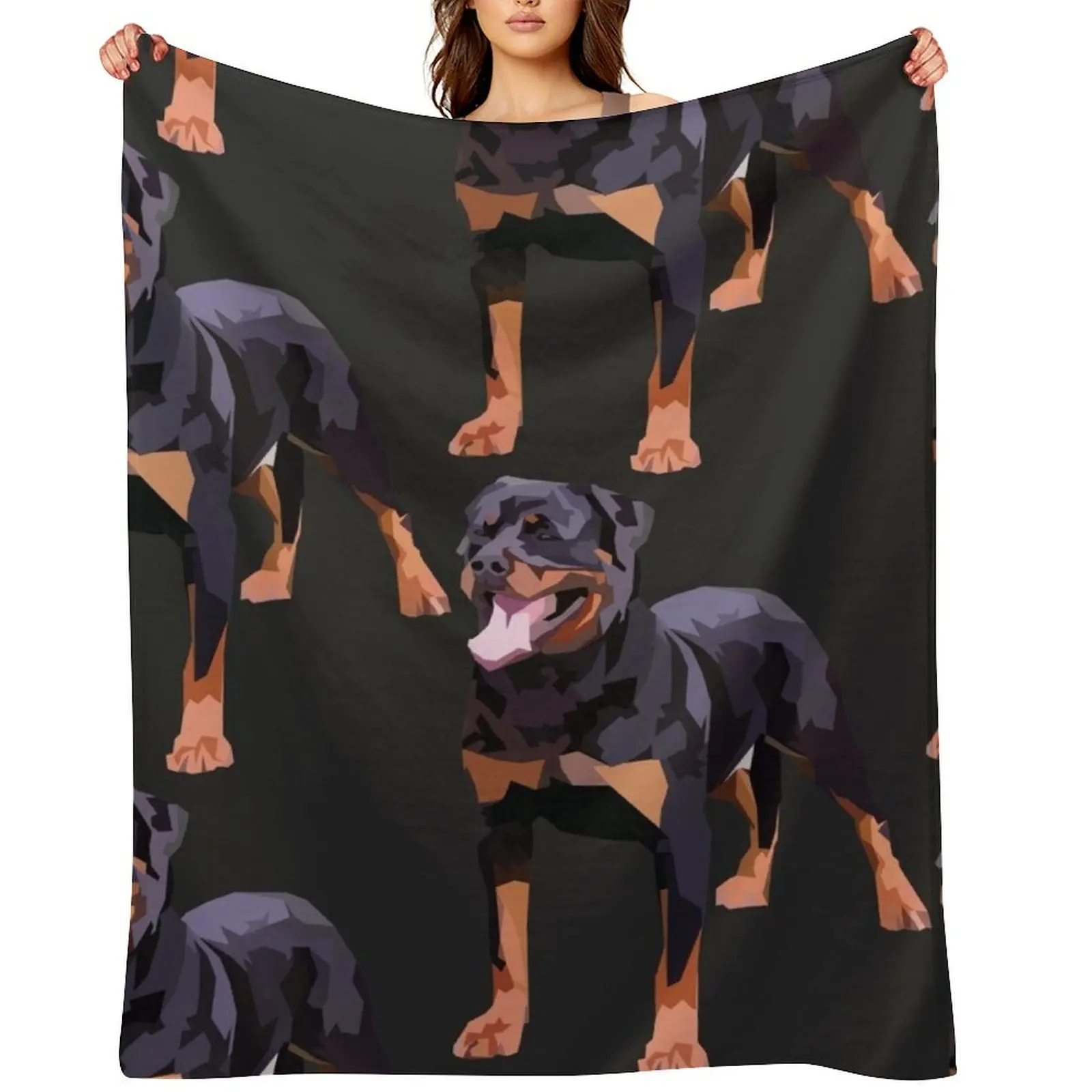 

Rottweiler Throw Blanket Bed linens Baby Plush Soft Plaid Blankets