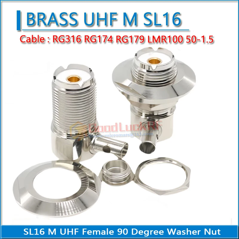 PL259 SO239 SL16 UHF Female 4 teeth Bulkhead Panel 90 Degree Solder RG58 RG142 RG223 RG400 LMR195 RF Connector Adapter