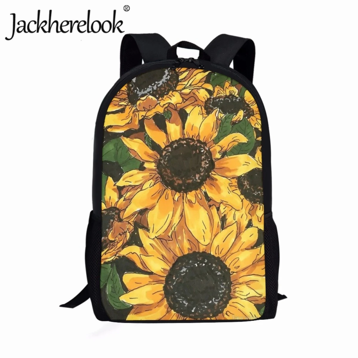 

Jackherelook Retro Sunflower Illustration Pattern School Bags for Children Fashion Casual School Backpack High Student Book Bags