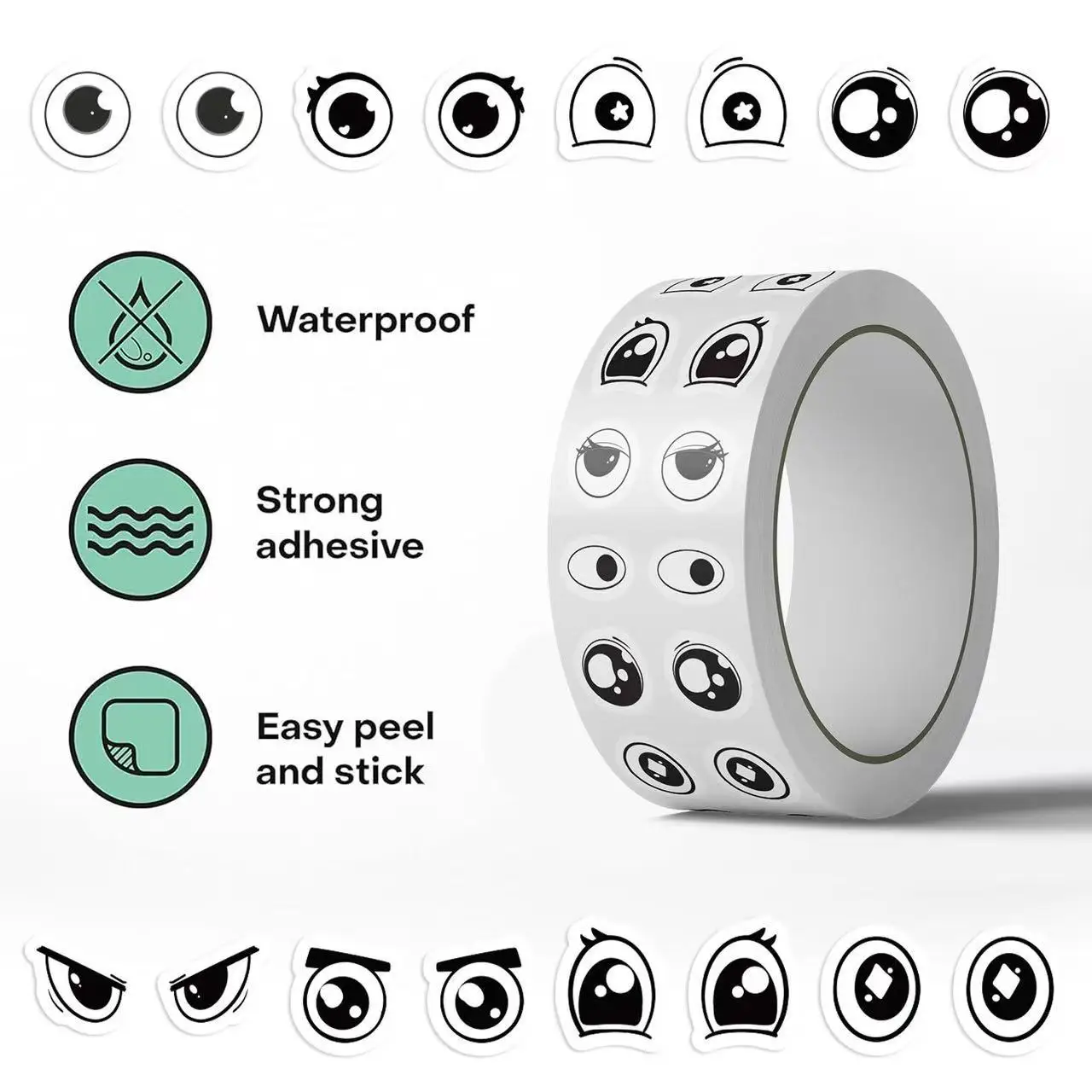 500pcs of decorative stickers featuring eye-expression patterns, versatile labels, suitable for both business and daily use