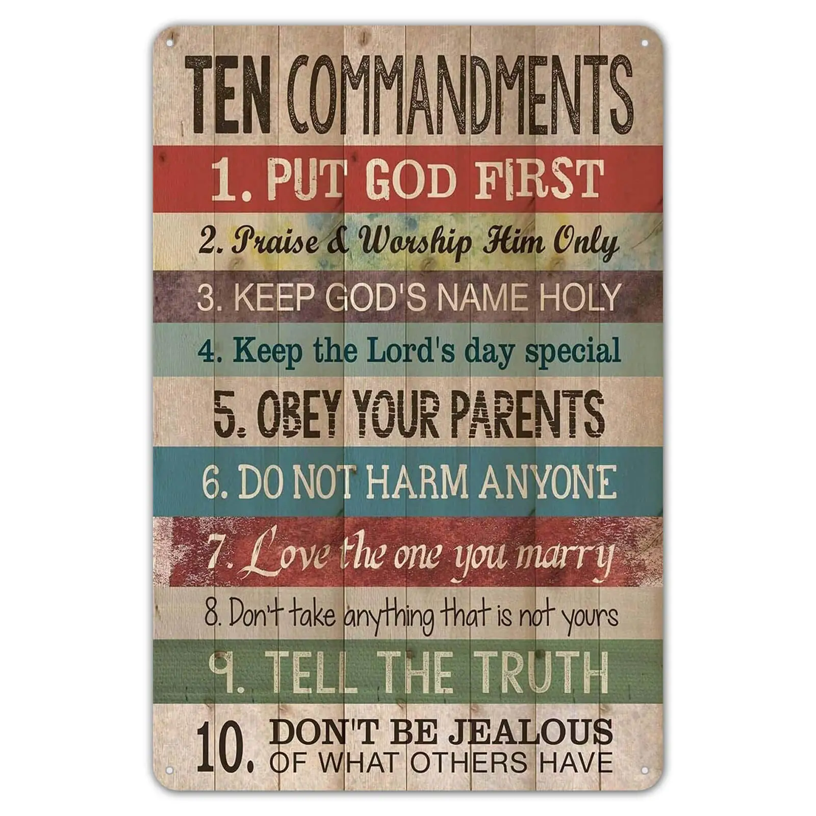 Agedsign Funny Sign Ten Commandments Vintage Metal Tin Sign Wall Sign Plaque Poster for Home Bathroom and Cafe Bar Pub, Wal sign