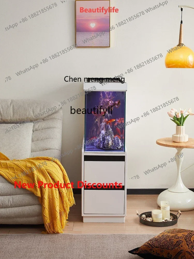 ss8350 Ultra-clear glass fish tank, living room sofa with cabinets integrated light luxury home landscaping aquarium