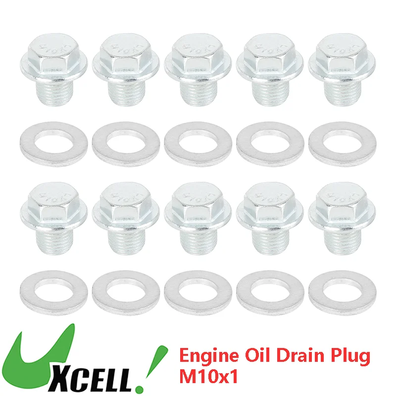 UXCELL 10 Sets M10x1mm Vehicle Engine Oil Pan Bolt Auto Oil Drain Plug Sump Nuts Thread Repair with Gasket Car Accessories 