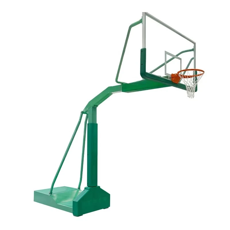Adjustable basketball training system with thick tempered glass hoop and bracket
