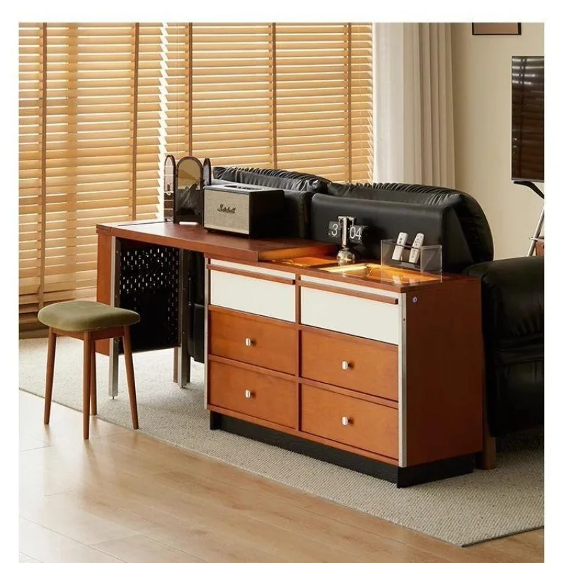 Solid wood dresser, chest and cabinet integrated, small apartment bedroom, makeup table, and storage cabinet with drawers