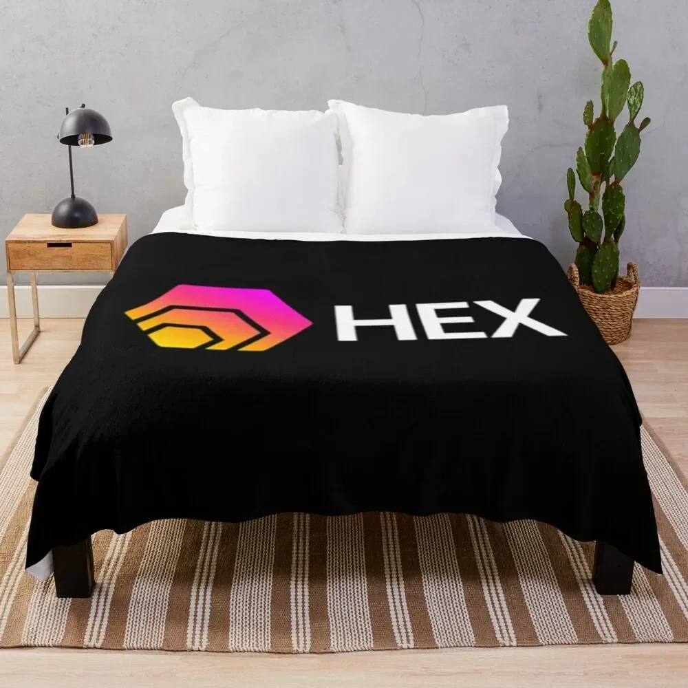 HEX Crypto Hexagon Logo Throw Blanket Summer Plush wednesday Blankets