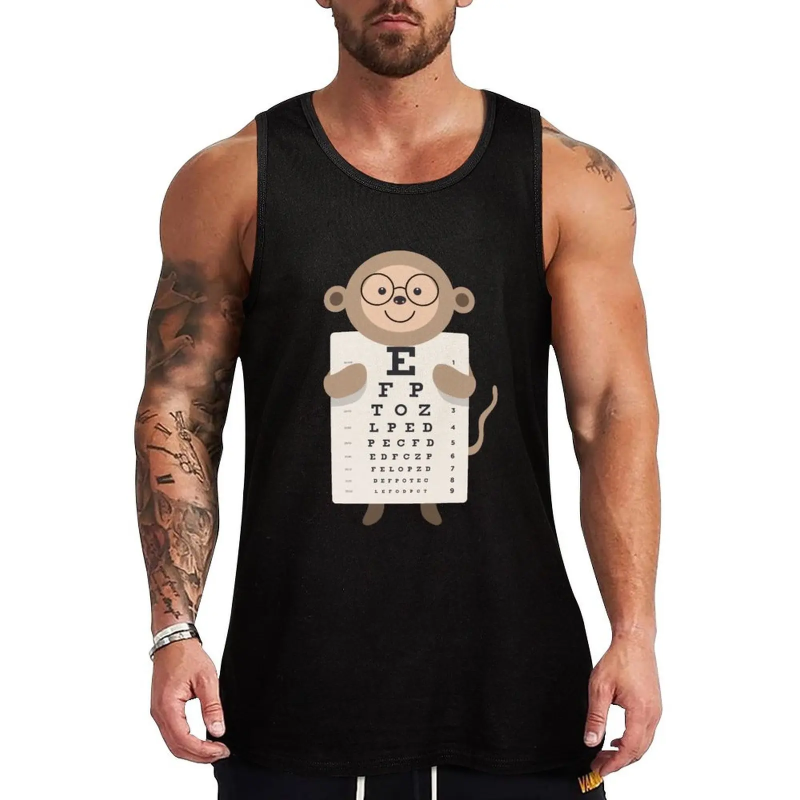 Monkey eye chart eye test ophthalmologist optician Tank Top Sports Tank Top Moisture Wicking Quick Dry Shirt
