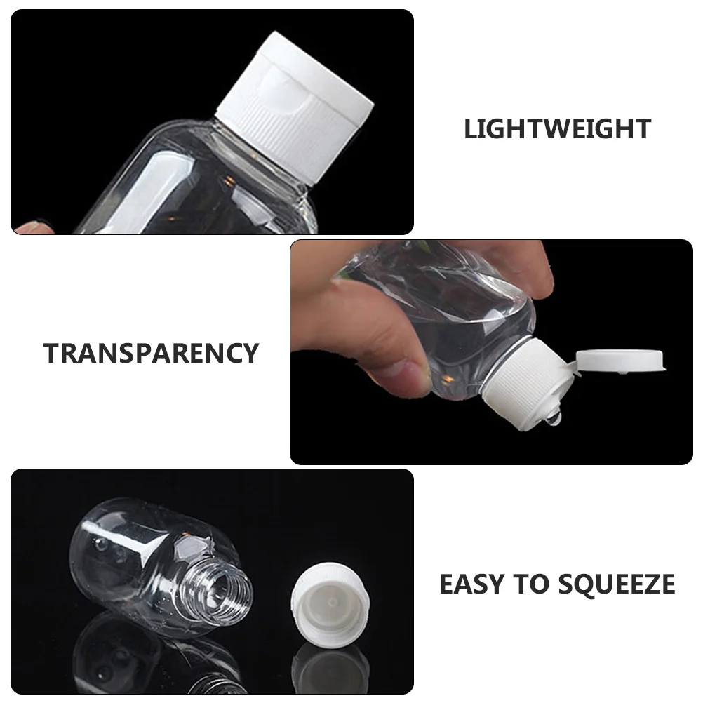 20 個旅行用詰め替え可能なスクイーズボトルポータブル漏れ防止クラムシェルキャップ液体用透明プラスチックディスペンサーコンテナ