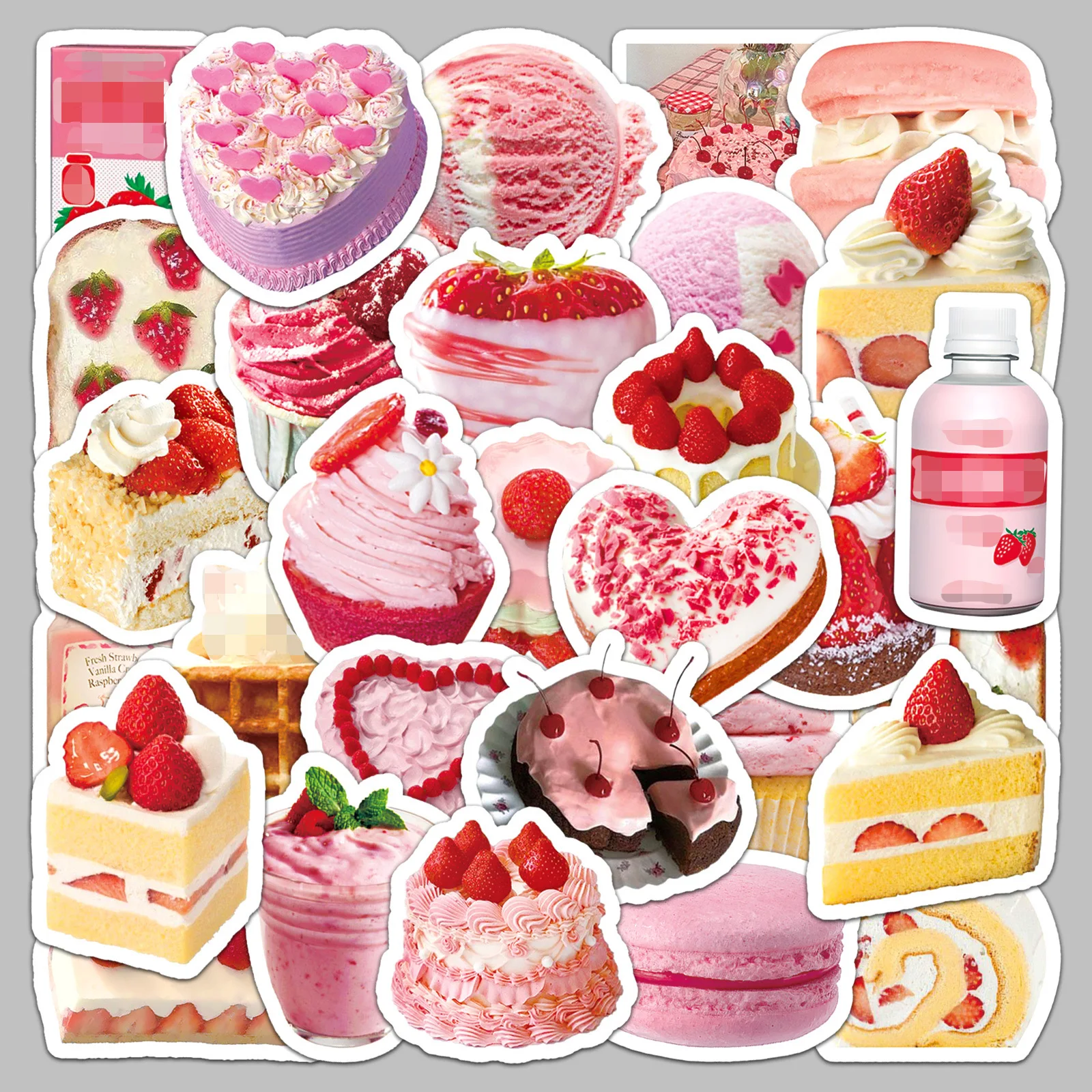 50pcs Ins Style Cake Dessert Series Graffiti Stickers Suitable for Helmet Desktop Wall Decoration DIY Sticker Pack Wholesale