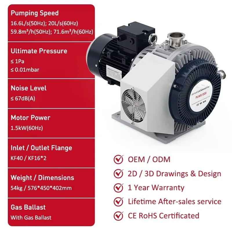 Oil Free Dry Scroll Vacuum Pump 16.6L/s 20L/s 1Pa for Aerospace Vacuum Glove Box Testing