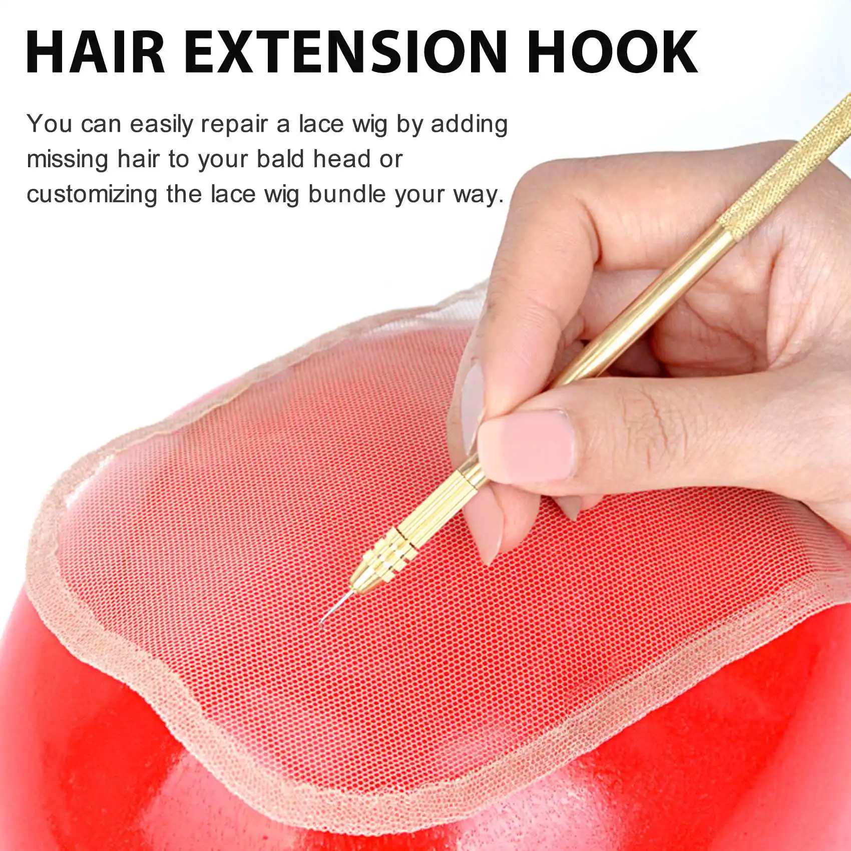 AWAH Wig Crochet 5Pcs Ventilating Needles +1 Brass Holder For Lace Wig Needle Hairpiece Knotting Hook Sets Beaded Hook