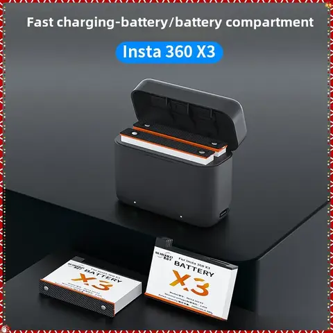 For Insta360 X3 Battery +2 Card Slot Battery Charging Box 1800mah 360 Panoramic Action Camera Li-ion Battery Accessories