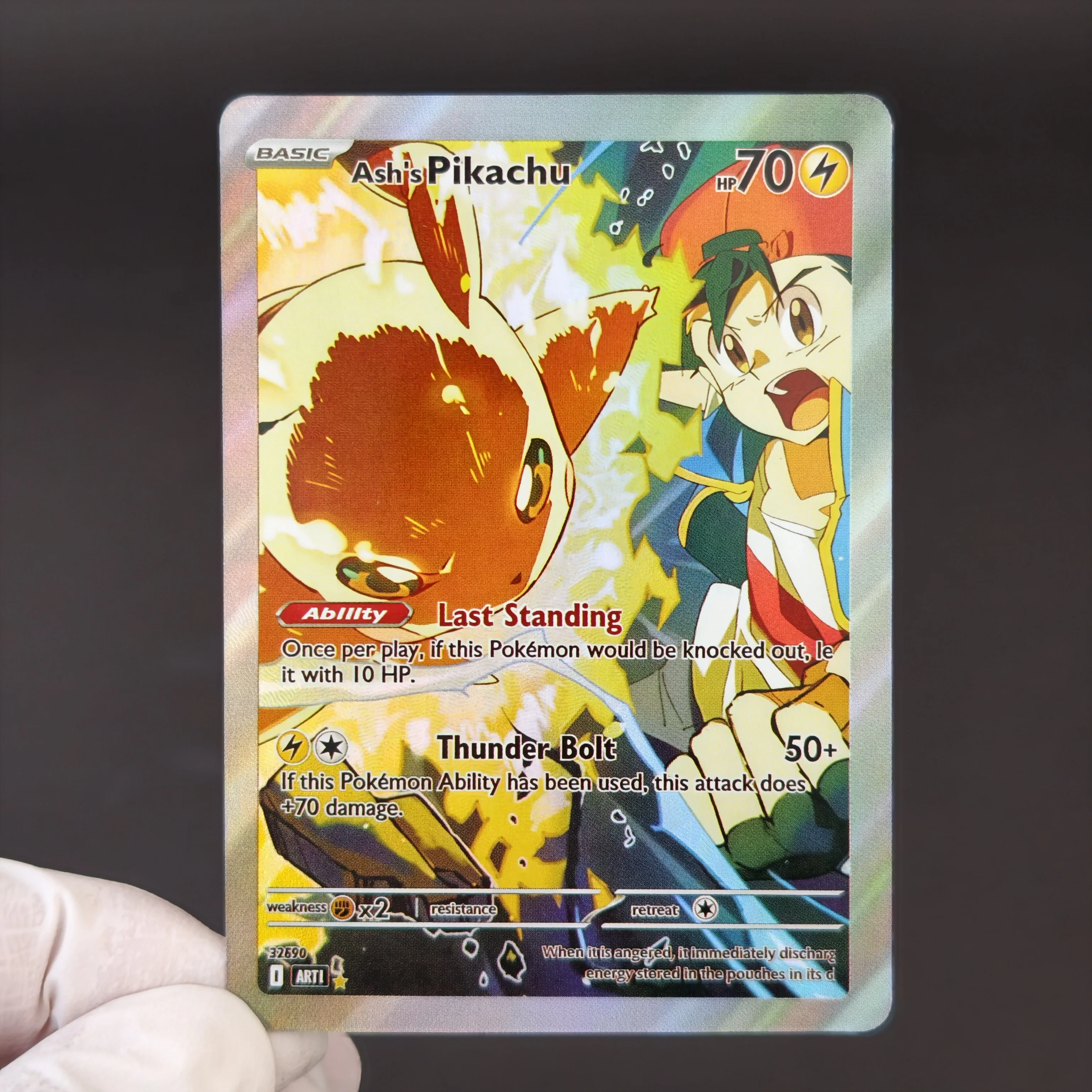 6Pcs PKM Card PTCG English Pokemon Holo Cards Ash & Red Pikachu Collection VMAX VSTAR Full Art Trainer DIY Self Made Single Card view 3