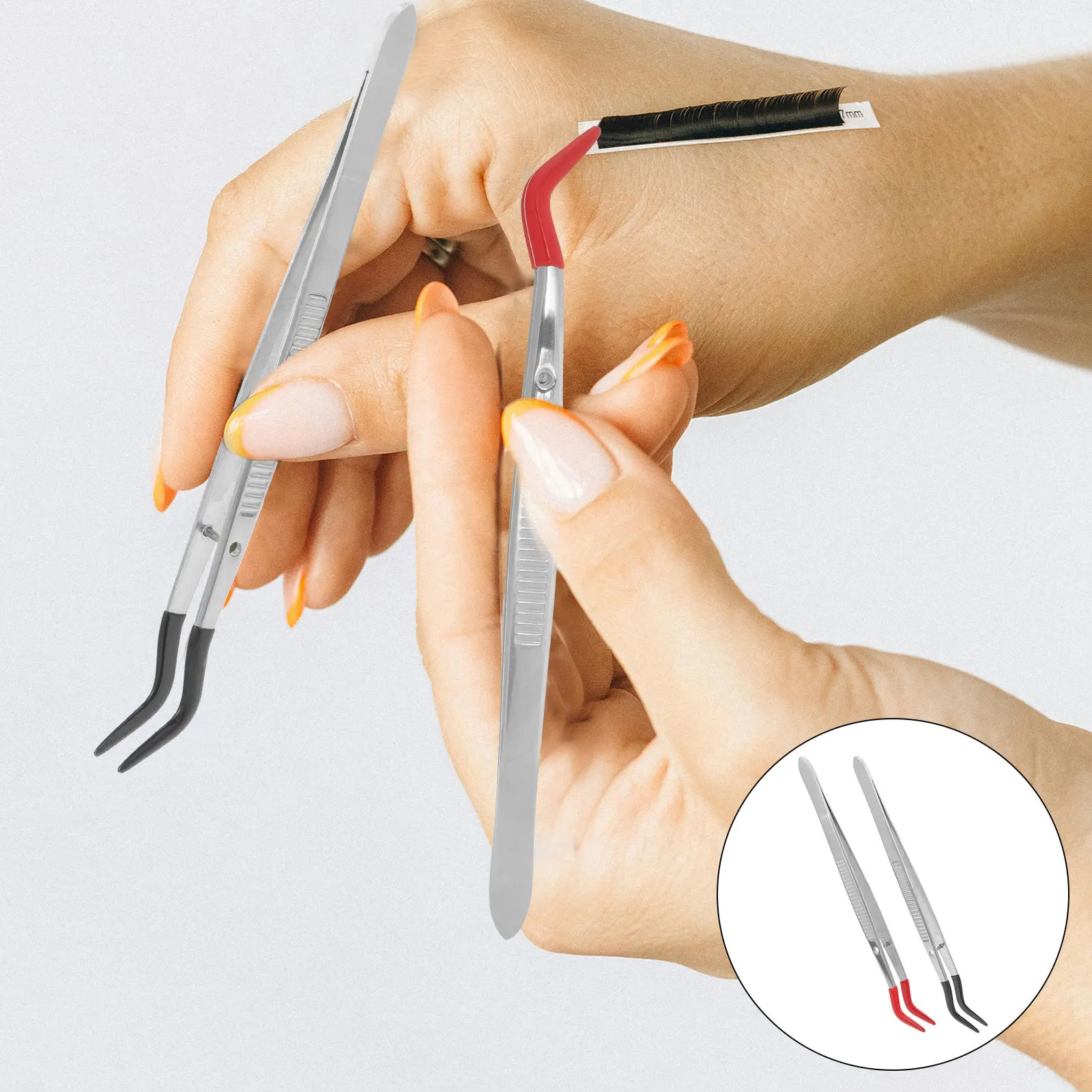 2 個ステンレス鋼スタンプピンセット曲がった先端クラフト用コイン収集ジュエリー作成つけまつげアプリケーター精密