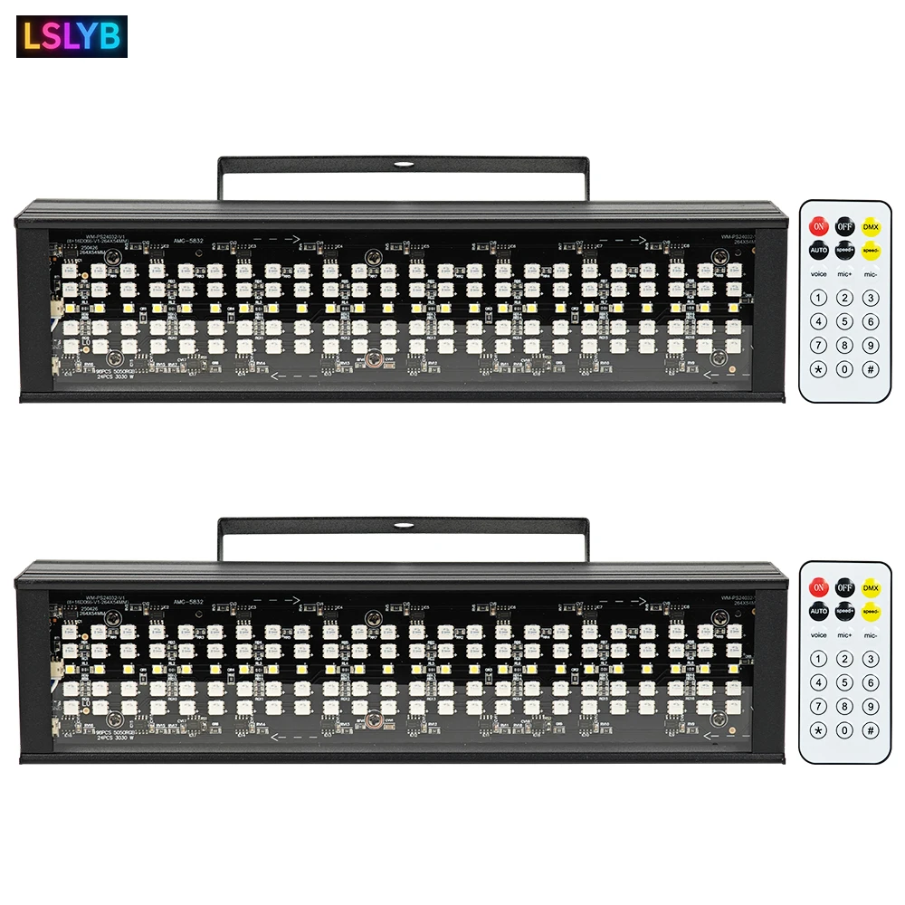 2 Pcs / 60w RGB+W Full Color Strobe Light With Remote Control Stage Flash Lamp DMX512 Bar Disco Party Effect Lighting