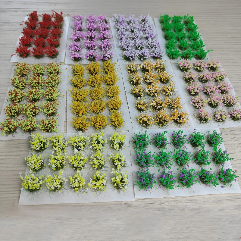 10mm Flower/Grass Cluster Model Kit for Miniature Building Sand Table DIY Handmade Flower Plant Materials Diorama 15pcs/box