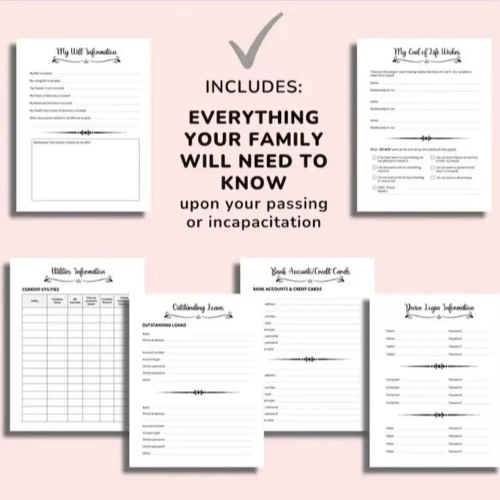 สมุดวางแผนการจัดการกับความตายสีดำ ลดความเครียด ขออภัย นี่คือปัญหาของคุณตอนนี้ เพราะฉันตายแล้ว สมุดบันทึกการวางแผนมรดก