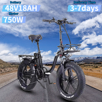 Y20 E-bike 750W Motor 48V18AH Lithium Battery Urban Commuting Folding Electric Bike 20*4.0 in Fat Tire Mountain Electric Bicycle