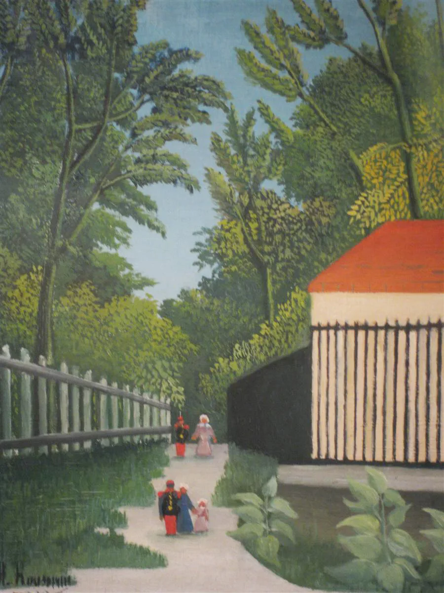 Oil Painting Reproduction,handmade oil painting,Landscape in Montsouris Park with Five Figures by Henri Rousseau,Oil Painting