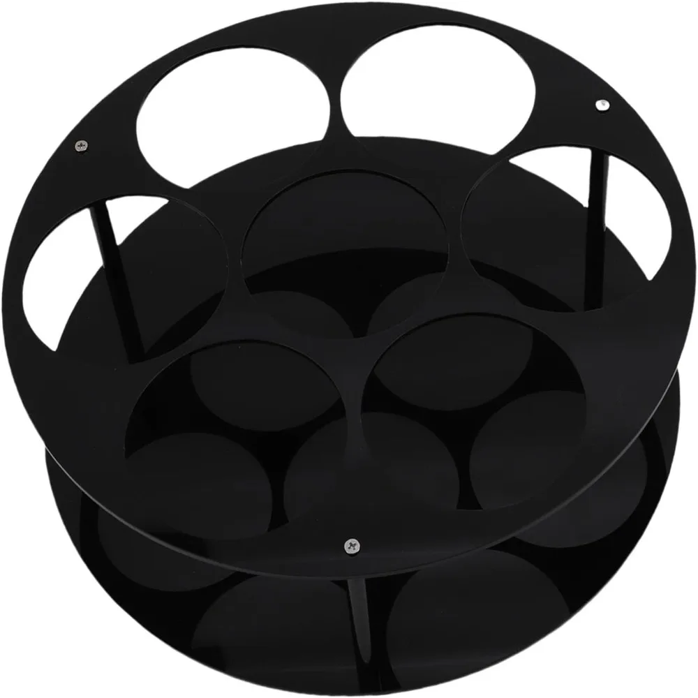 Durable 7 Holes Design Syrup Organizer 360 Rotatable Black Bottle Organizer Stand Acrylic Turntable Display Tray For Coffee Bar