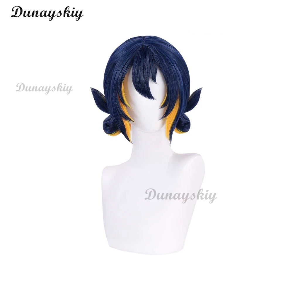 Anime Kiriko Cosplay Wig Mixed Color Kiriko Wigs Bow Hairpin Mask Heat Resistant Synthetic Hair Party Cos Wigs Props + Wig Cap