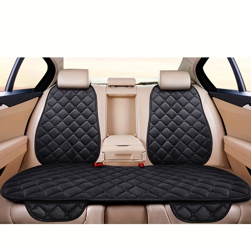 

3pcs Luxury Plush Car Backrest Seat Cushions - Thick and Comfortable Backrest, Universal Car Winter Plush Backrest Seat Covers