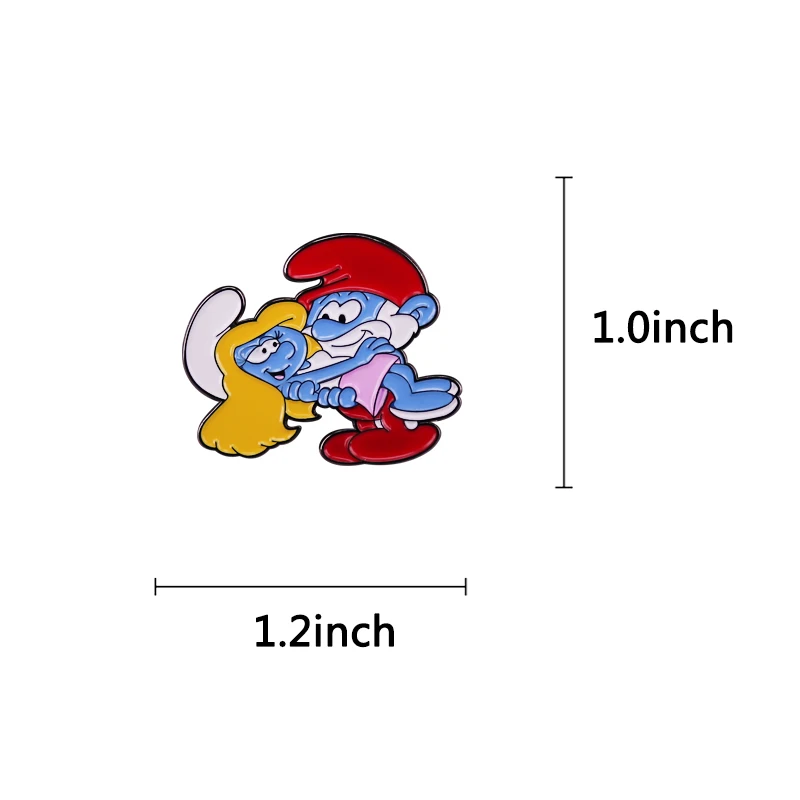 Papa Smurrf N Smurrfette Enamel Pin Classic Blue x Elf Comics Badge Brooch Gift Backpack Decoration Jewelry