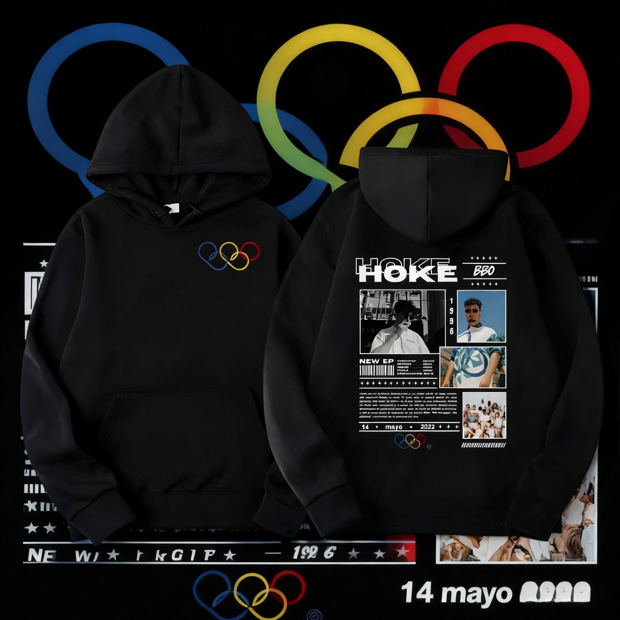 Осень/зима 202, рэпер HOKE Bbo Album Tour, толстовка с капюшоном, мужской повседневный теплый хлопковый пуловер, толстовка большого размера в стиле хип-хоп