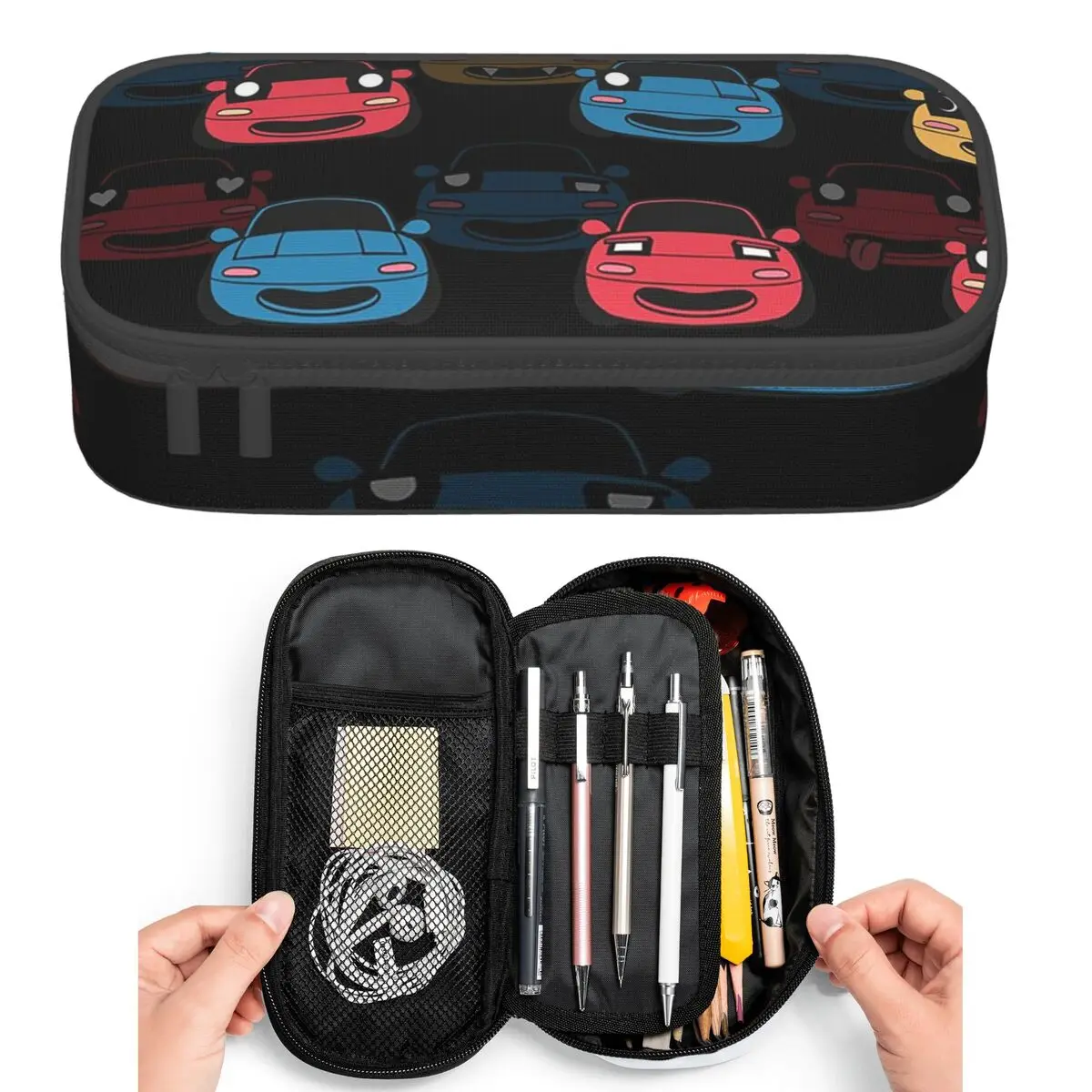 

Cute Miata Face Pencil Cases for Students Pen Box Pencil Bag Large Capacity Pencil Pouch Pen Holder