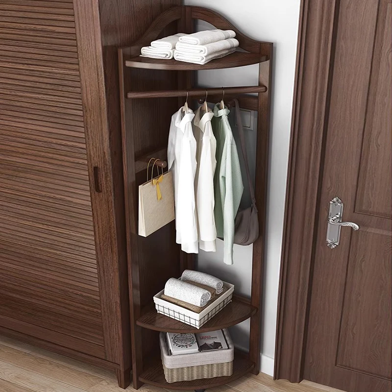 Storage Clothes Coat Racks Space Saving Organizer Wooden Open Rail Coat Racks Nordic Corner Shelf Arara De Roupa Home Furniture