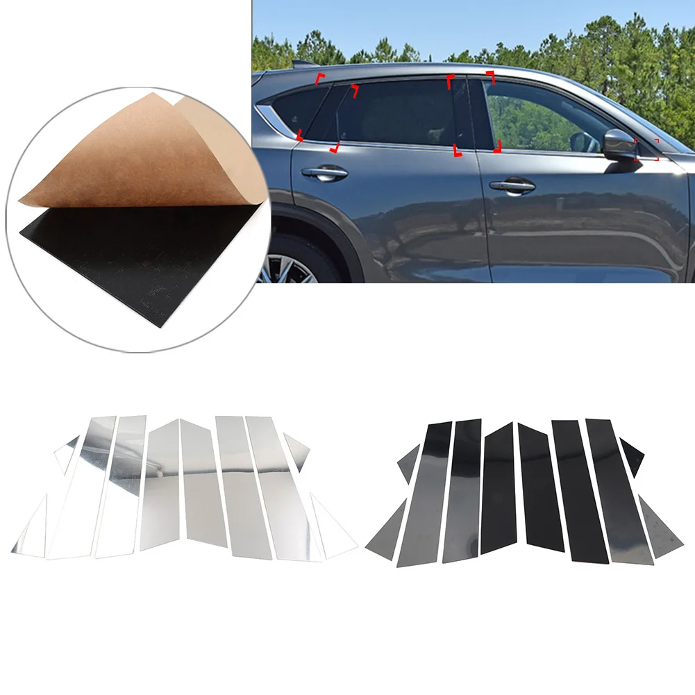 10 PCS Car Pillar Post Set Door Window Cover Trim Kit Decor Accessories For Mazda CX-5 2017 2018 2019 2020 2021 2022 2023 2024