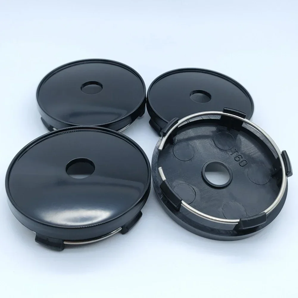 4pcs 60mm Black Wheel Center Hub Cap Wheel Hubs Center Hub Cap Wheel Rim Hub Cover Cap Model-Caps Auto Decoration Car Accessorie