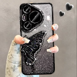 Glitter Butterfly Case for Huawei Pura 70 Pro P60 P80 Case Diamond Phone Cover For Huawei Pura70 Pro + Plus ultra Capas Case P50