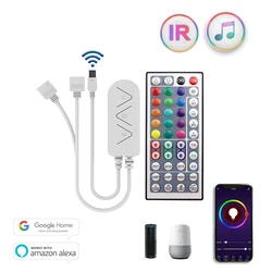 Wiscolor Controlador de LED RGB, controle remoto Bluetooth IR de luz de faixa de LED DC 5V, controle remoto sem fio RF de 44 teclas, para controlador de luz de faixa de LED 5050 2835 W2811 W2812