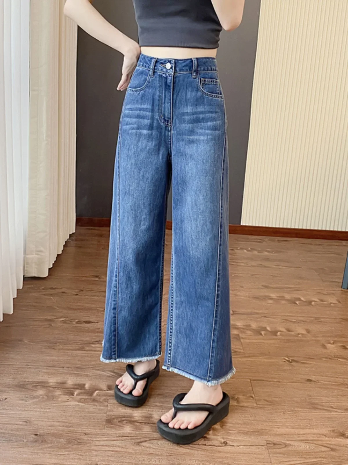 Y2k Women's Jeans Plus Size Women's Autumn New Straight Jeans Slim Sister Pear-shaped Body Loose Wide-leg Pants