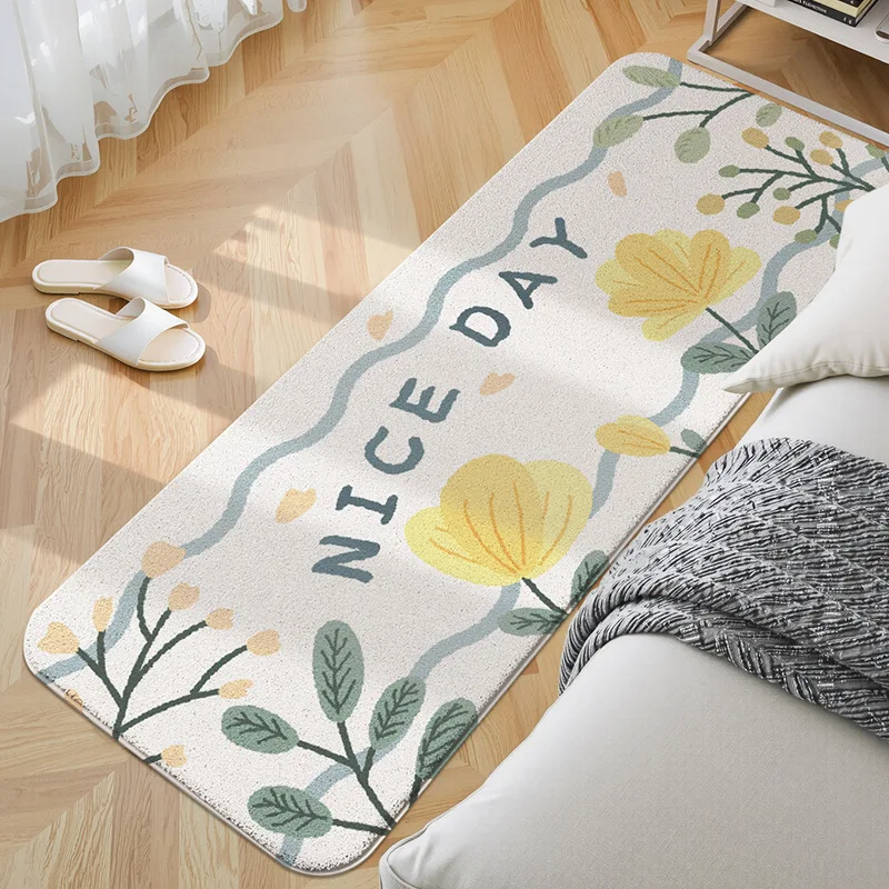

Super Soft Fluffy Lamb Wool Rug, Floral Bedside Bedroom Floor Mat Skin-Friendly Carpet, Machine Washable Fade Resistant