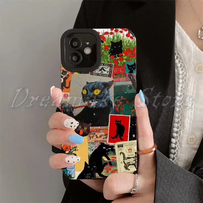 Abstract Art Cat Phone Case for Iphone 11 Pro Max Iphone 16 Pro Max Iphone 13 Pro Max Iphone 14 Pro Max Iphone 15 Pro Max Case