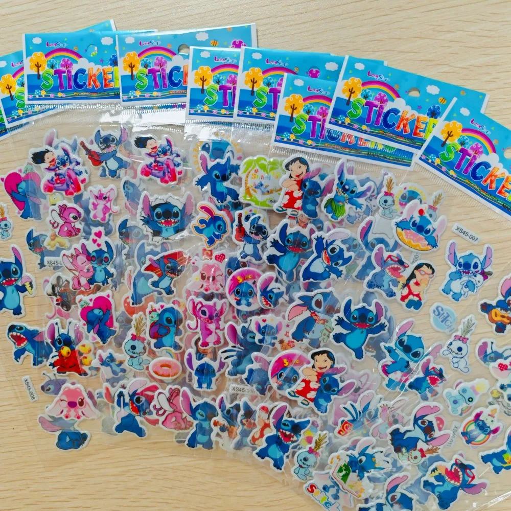12PCS Cartoon Stitch Bubble Stickers Kawaii Anime Three Dimensional 3D Puffy Bulk Sticker Kids Girl DIY Toys Sticker Gift