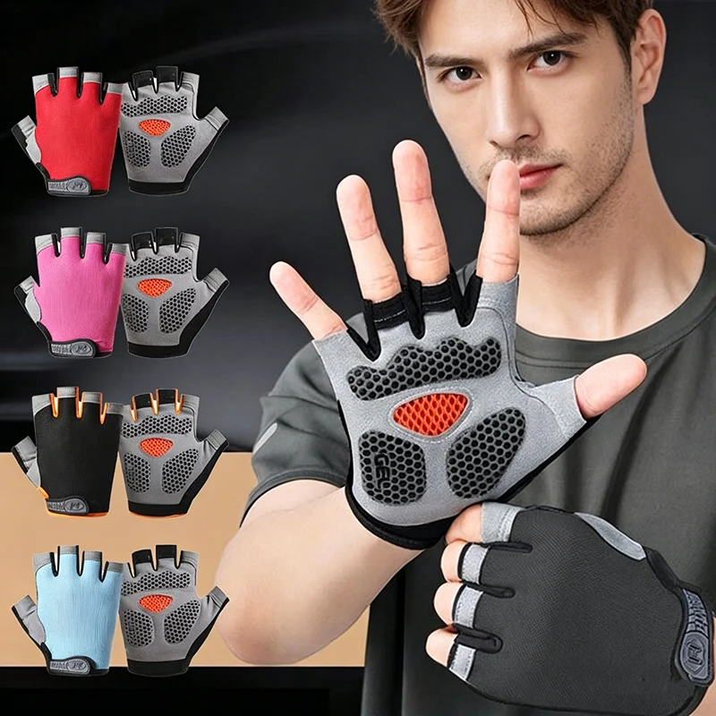 Bicycle Non Slip Breathable Gloves Weightlifting Sports Gloves Fitness Training Fingerless Men and Women Fitness Sports Gloves
