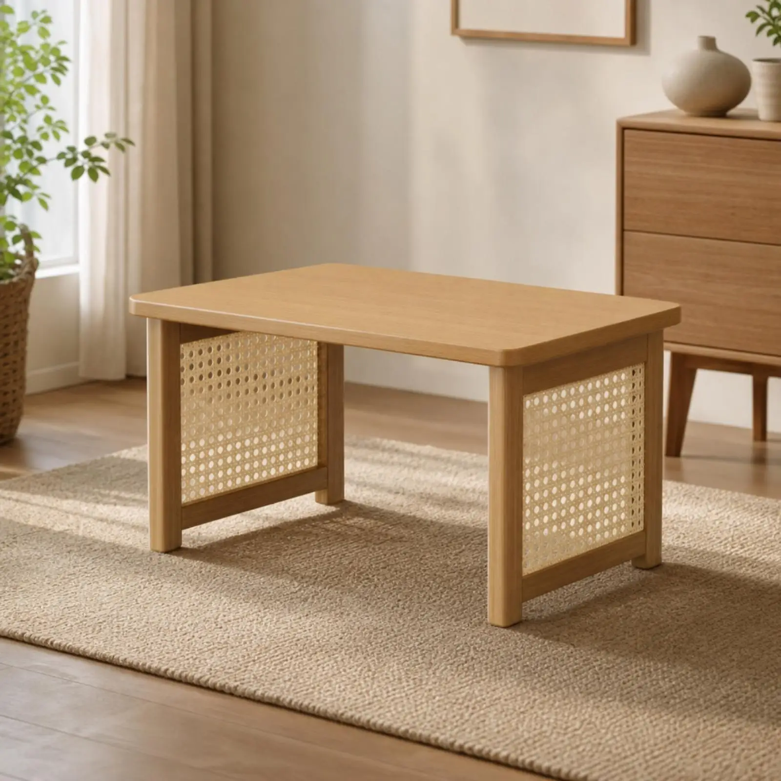 Folding Low Desk Space Saving Folding Mini Table Bamboo Style Floor Desk for Dorm and Studio