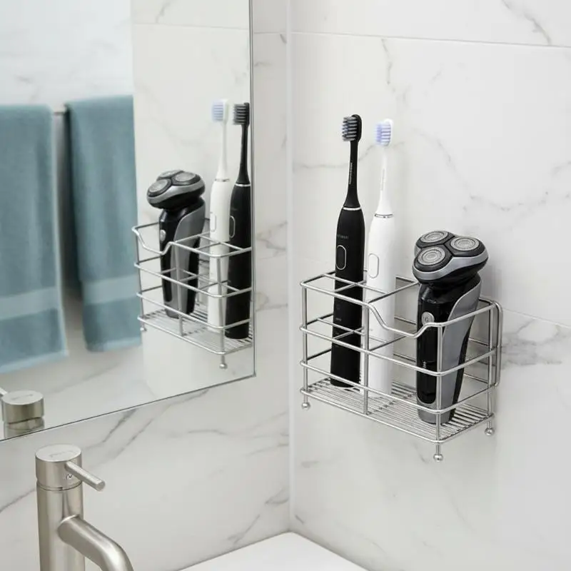 Rust Proof Coating Black Metal Storage Rack Multi Compartment Organizer For Kitchen Bathroom Countertop Supplies