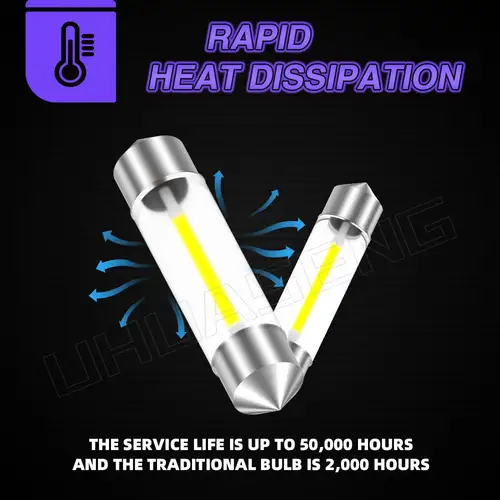 UHUASENG 2PCS 6V 12V 24V C5W Led Lamp C10W Bulb 31mm Festoon 36mm 39mm 41mm 28mm Dome Pink Blue Red Warm White Signal Car Light - Image 3